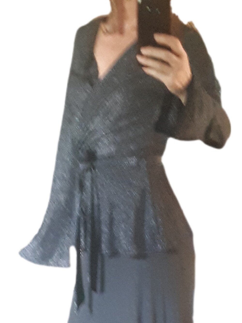 H&M Metallic Black Wrap Top